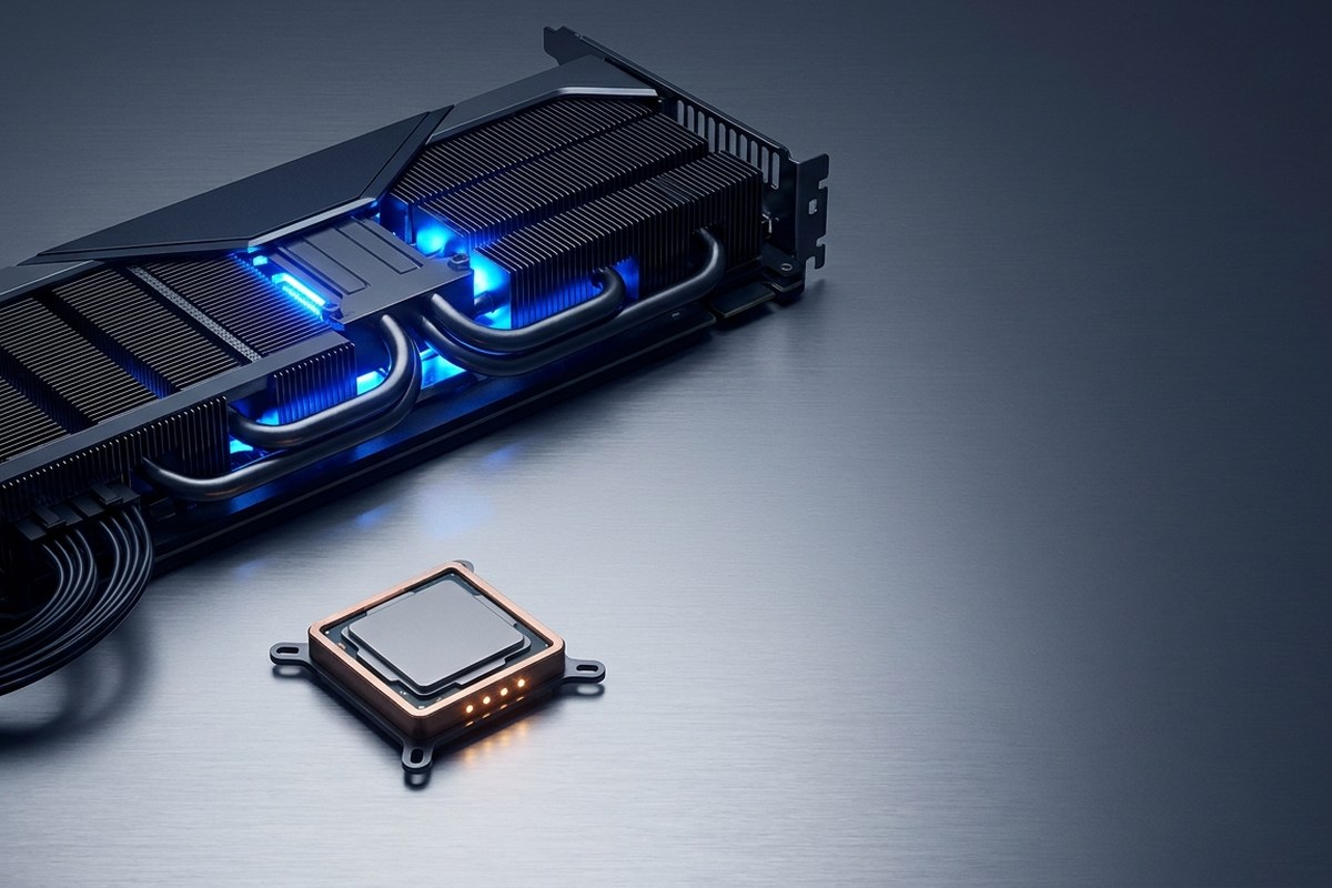 Graphics card and processor arranged for a CPU and GPU bottleneck comparison