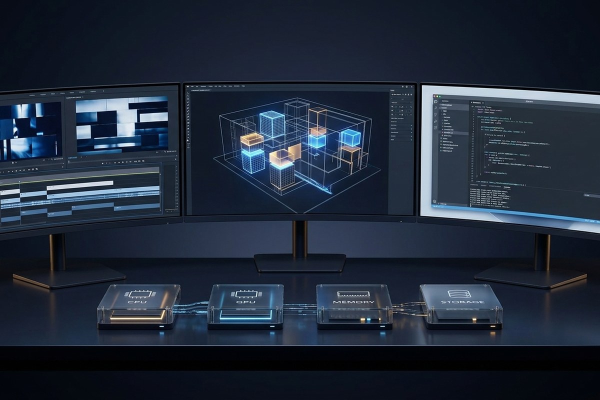 Original editorial visualization about Workstation Bottlenecks: Editing, Rendering and Compiling